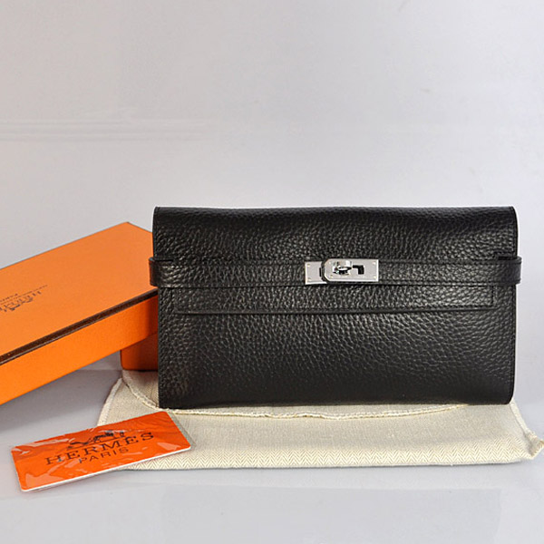 A708 Hermes Kelly del cuoio del raccoglitore clemence in Black